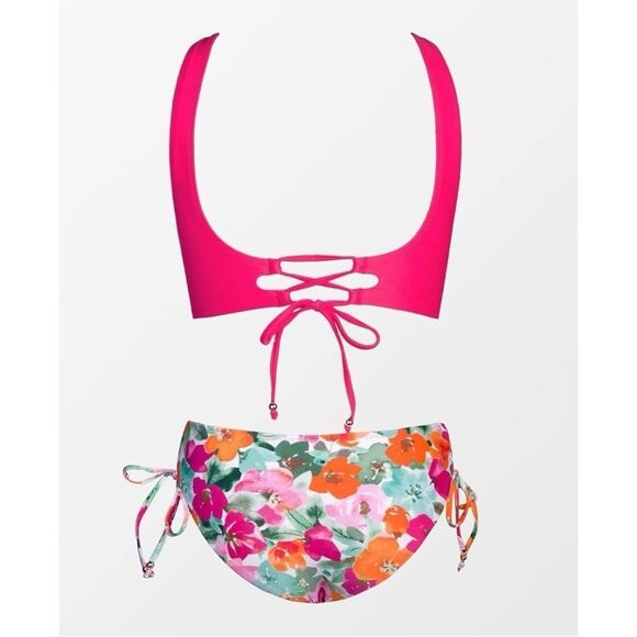 NWOT Cupshe Pink Triangle Bikini with Floral Print Sz M - Picture 6 of 9